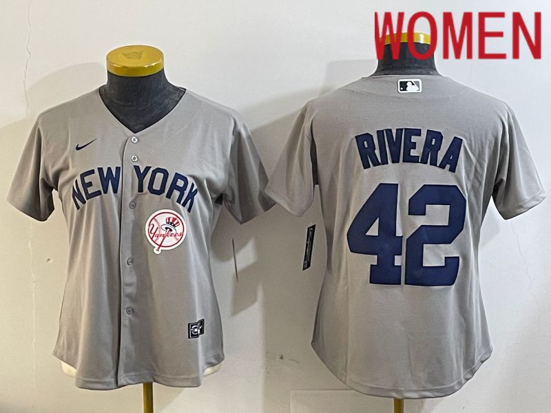 Women New York Yankees #42 Rivra grey 2024 Nike MLB jersey 20241121->women mlb jersey->Women Jersey